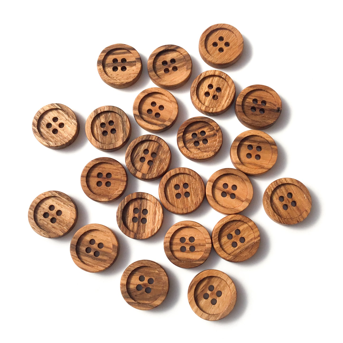 Four Hole Inset Button - 'Striped' Ash Wood  1"