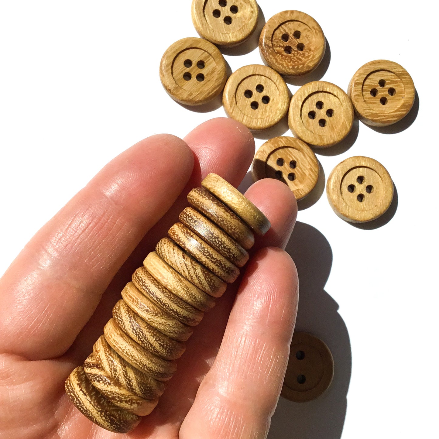 Wide Rim Black Locust Wood Buttons - 3/4”