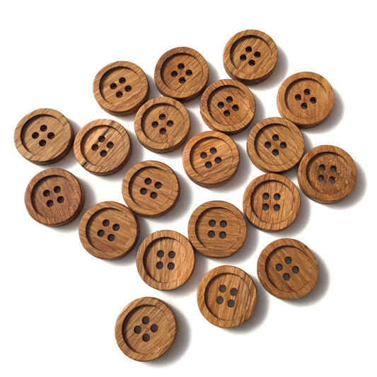 Four Hole Inset Button - White Oak Wood  1"