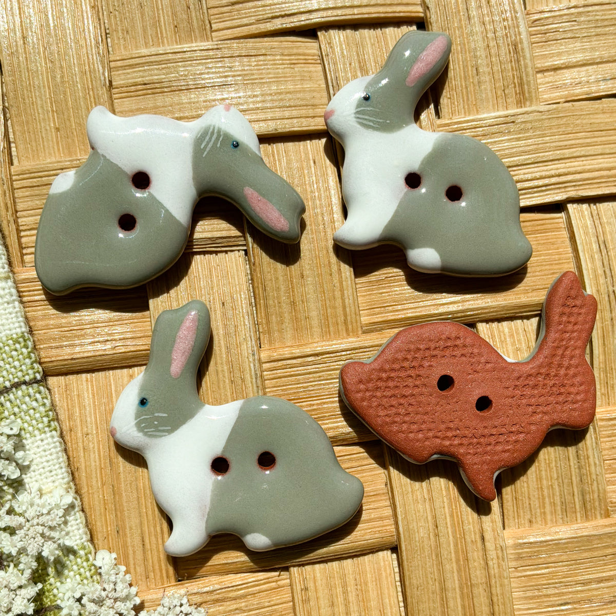 Rabbit buttons - 1-1/16” x 1-3/16”