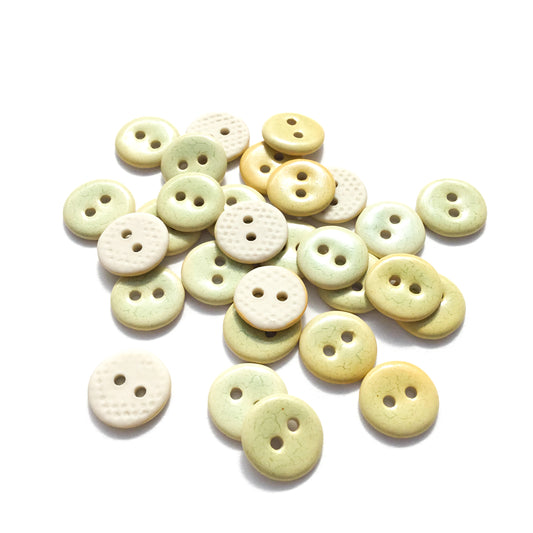 Gold & Honeydew Green Porcelain Buttons  1/2"