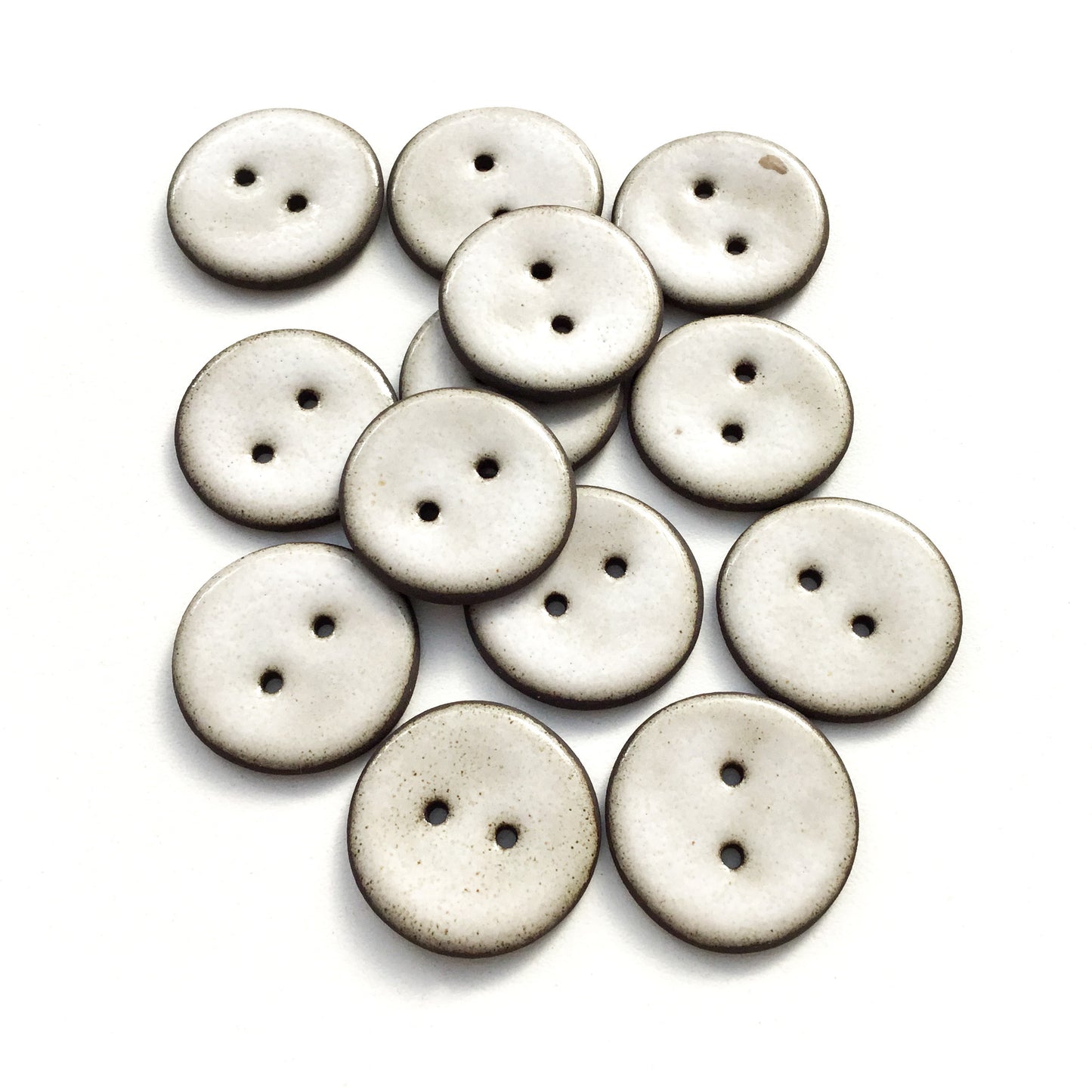 Antique White Black Clay Stoneware Buttons  1-1/16"