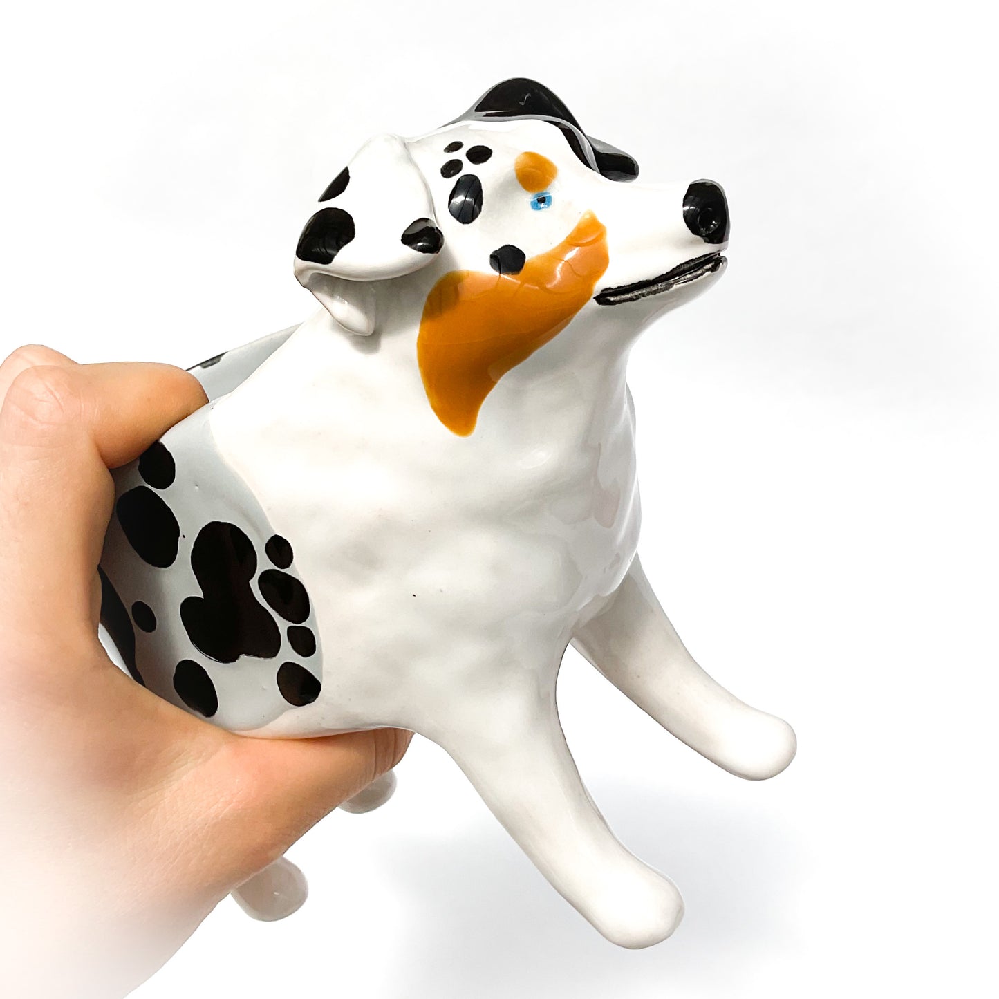 Merle Australian Shepard Dog Planter - Ceramic Dog Plant Pot