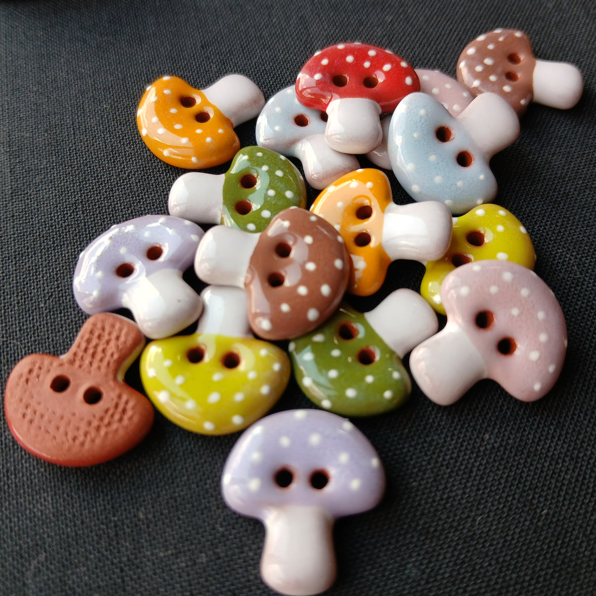 Colorful Mushroom Buttons 3/4”