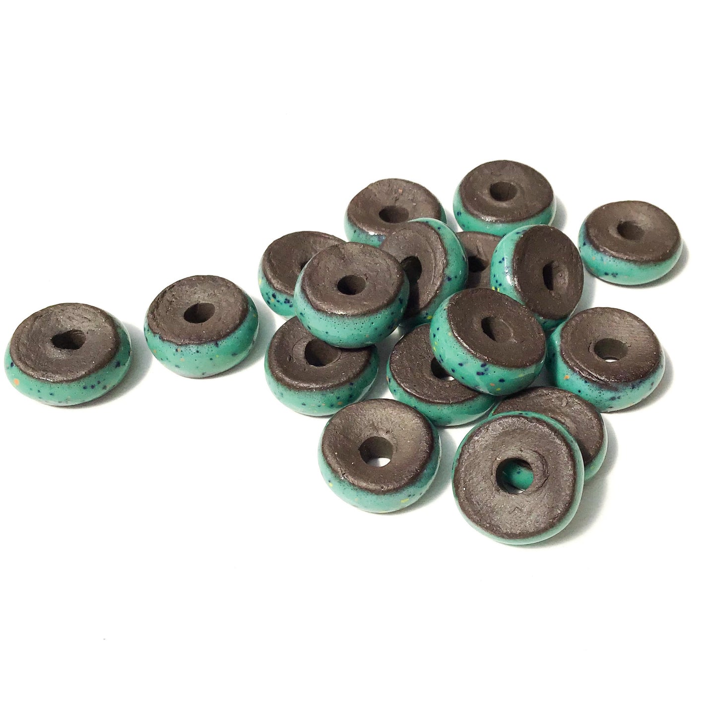 Black Clay Beads - Speckled Turquoise Pottery Beads