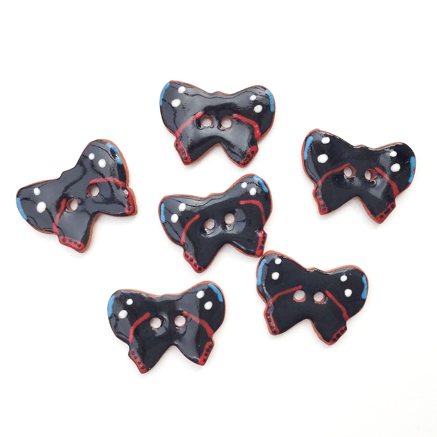 Red and Black Butterfly Buttons - 5/8" x 7/8"