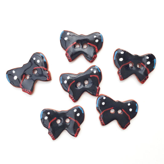 Red and Black Butterfly Buttons - 5/8" x 7/8"
