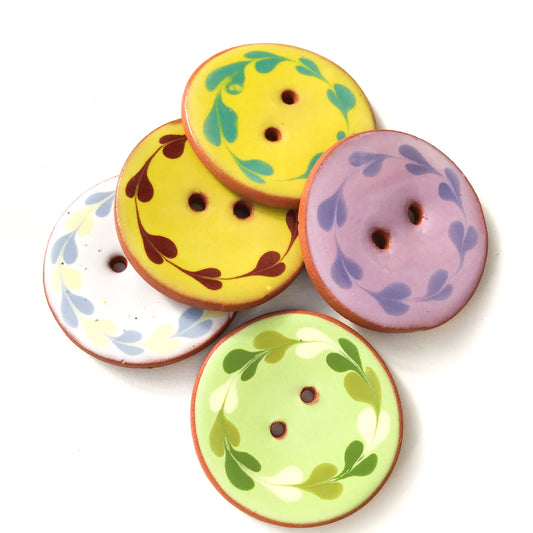 Colorful Wreath Clay Button  1-3/8"