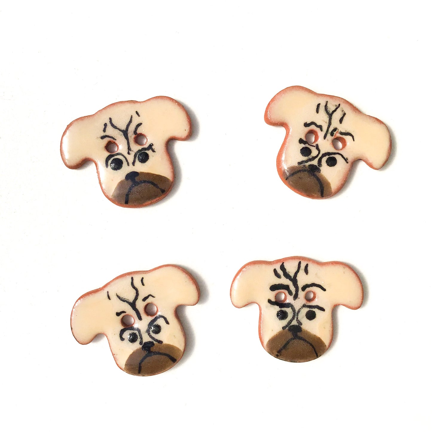 Dog Buttons - Ceramic Dog Buttons - 3/4" x 7/8"