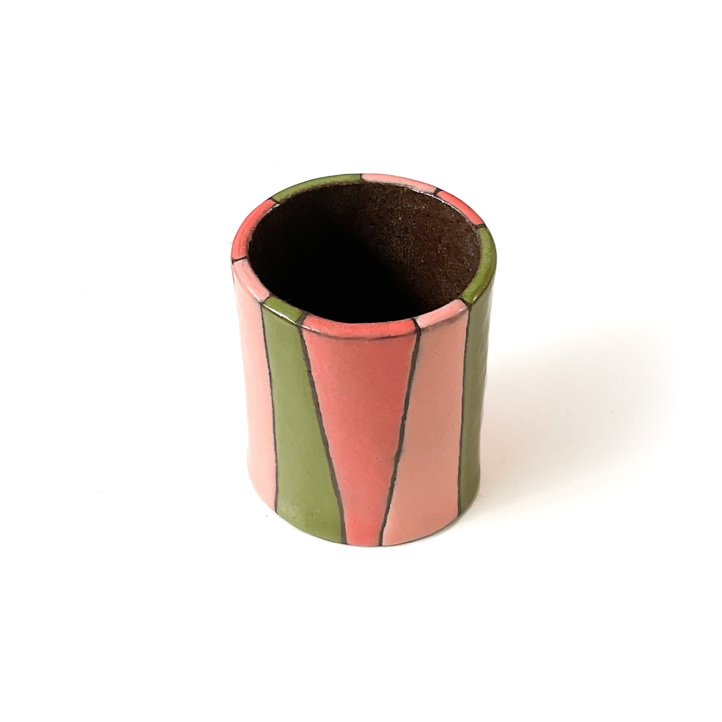 Watermelon Stripes - Black Clay Vessel