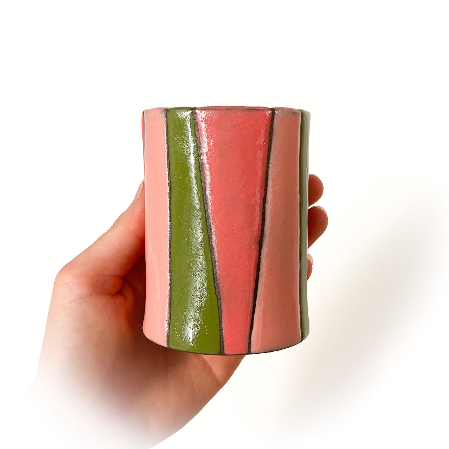 Watermelon Stripes - Black Clay Vessel