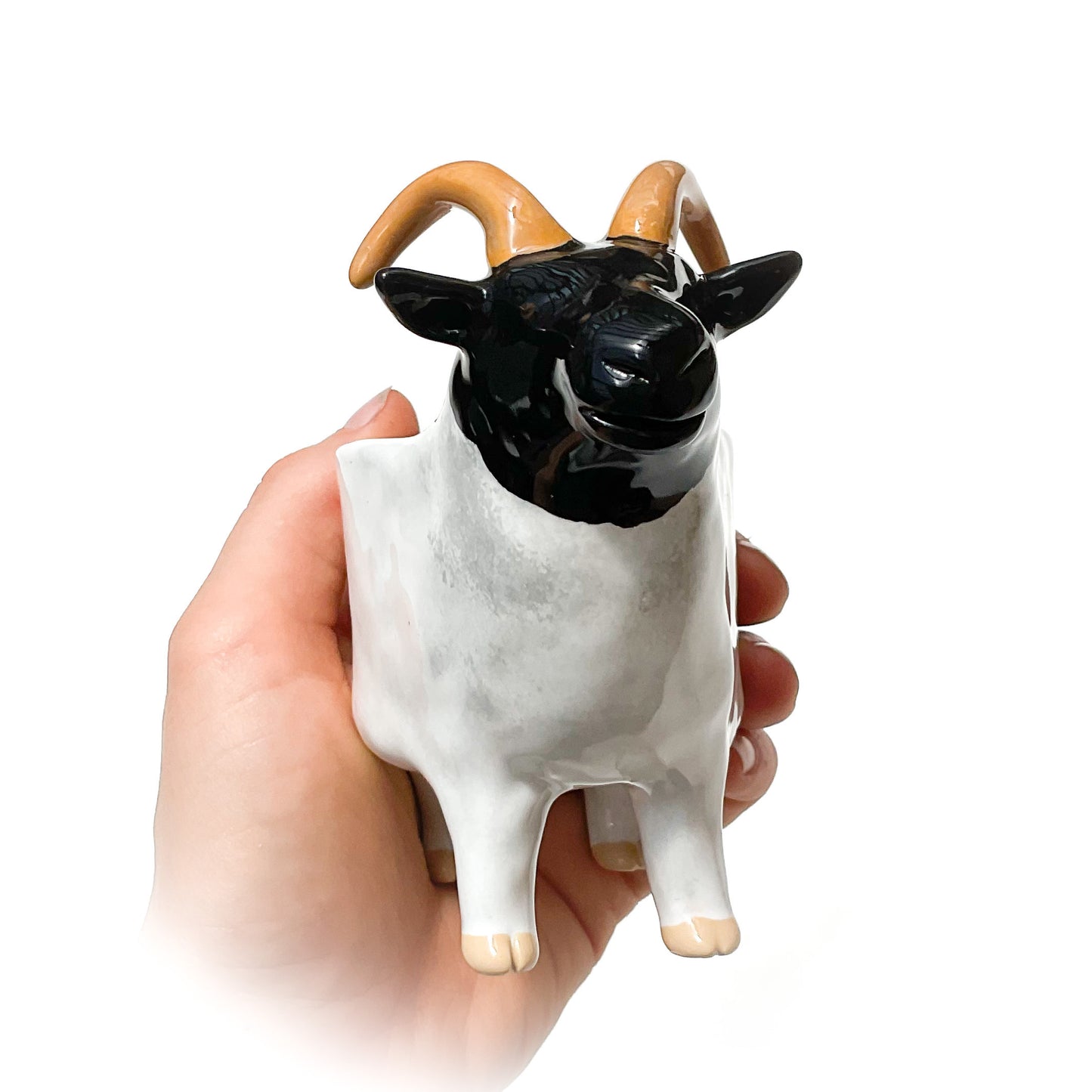 Black and White Sheep Pot - Ceramic Sheep Planter