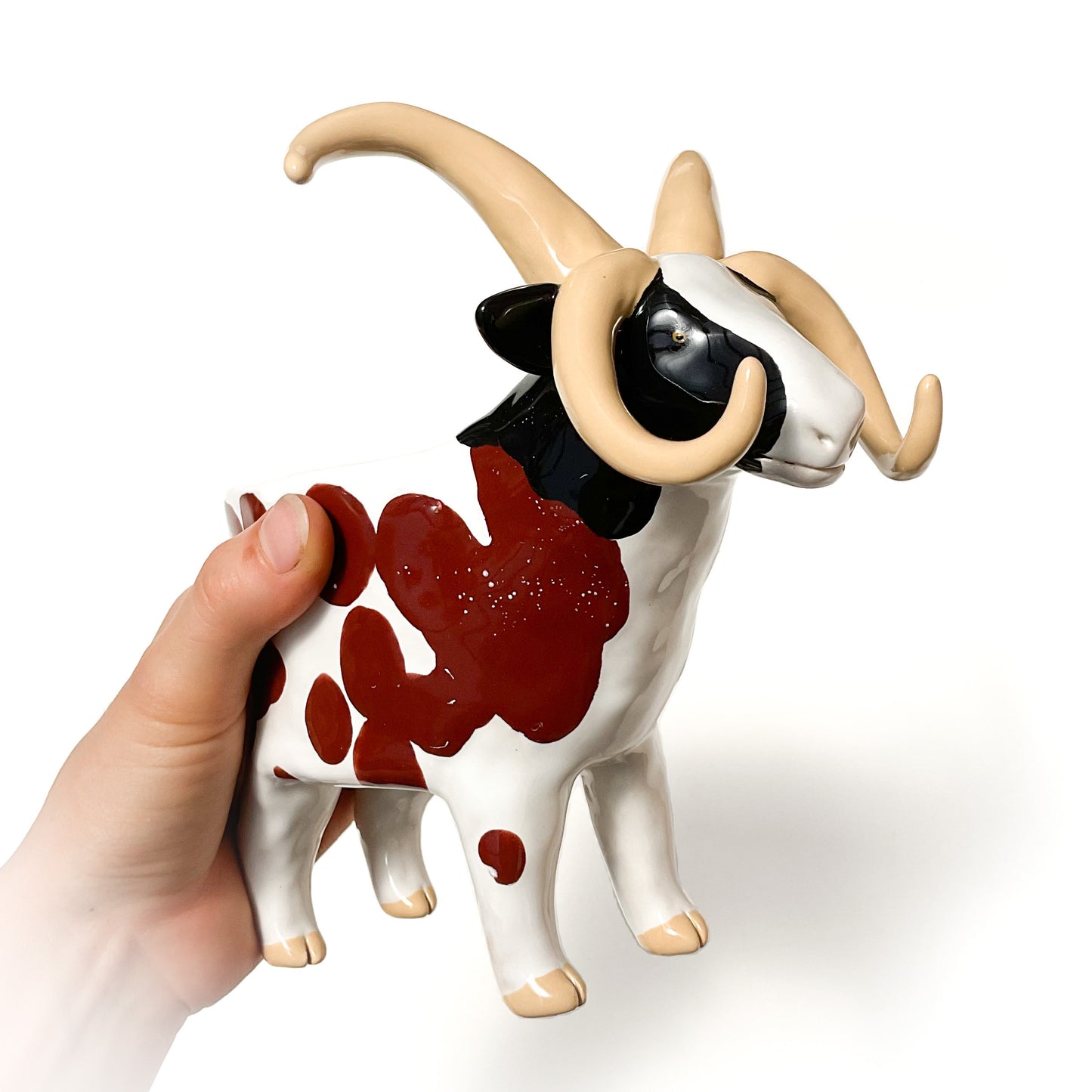 Four-Horned Jacob Sheep Pot - Ceramic Sheep Planter