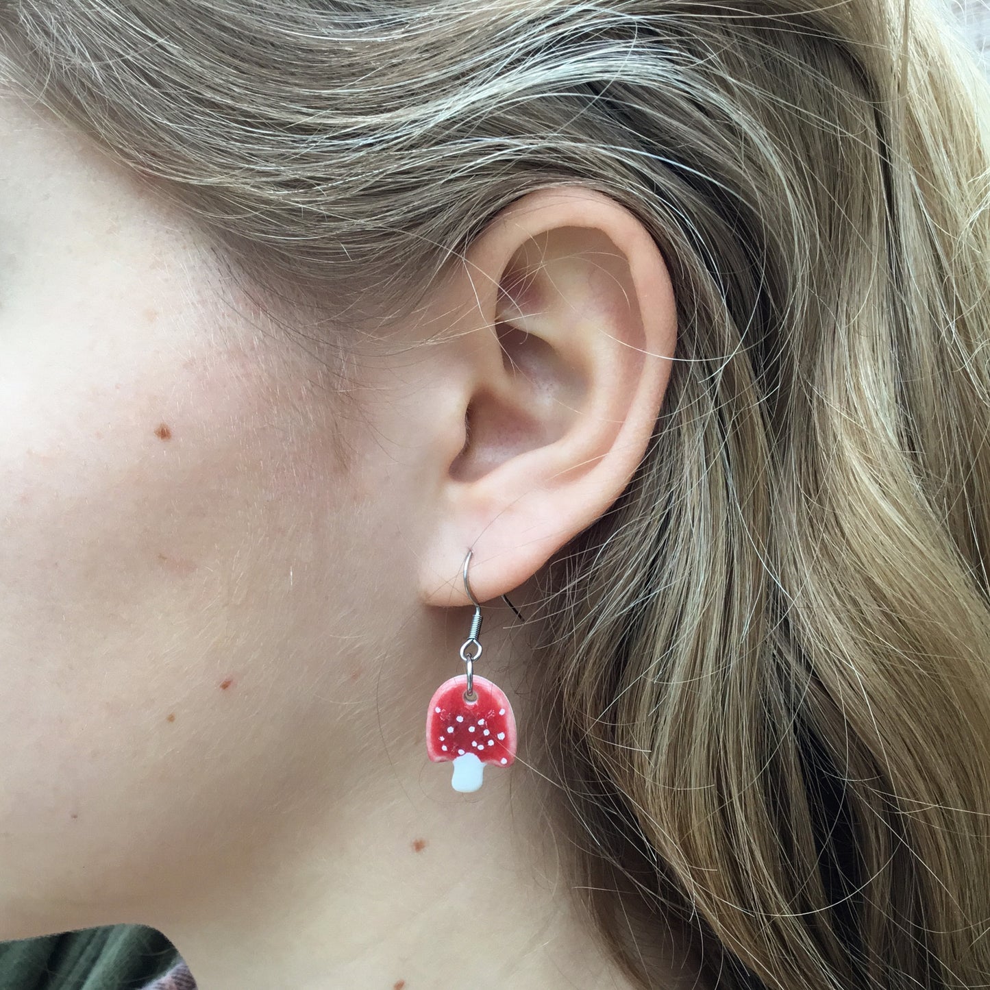 Porcelain Amanita Mushroom Earrings
