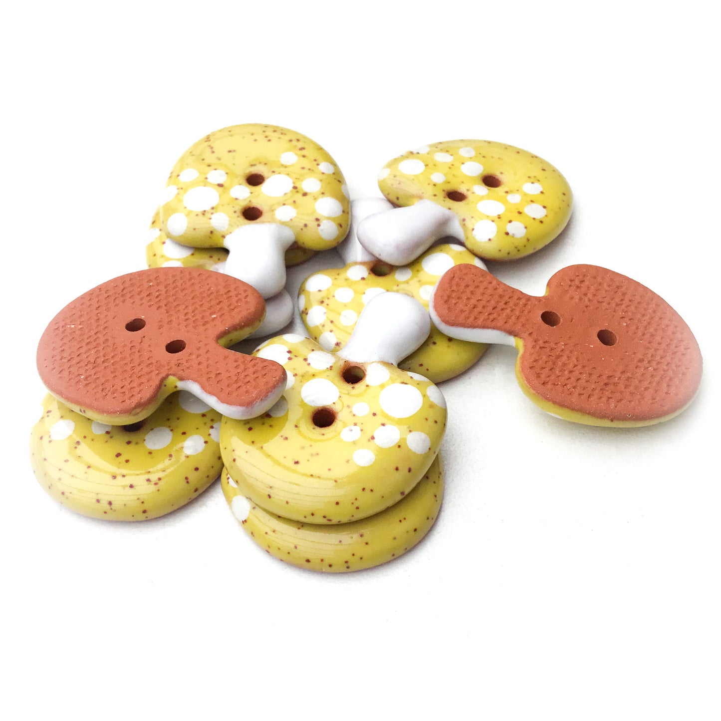 Large Yellow Mushroom Buttons   1-1/4" x 15/16"