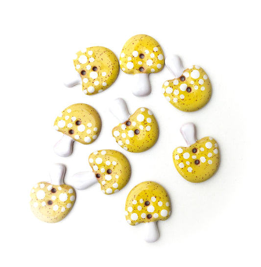 Large Yellow Mushroom Buttons   1-1/4" x 15/16"