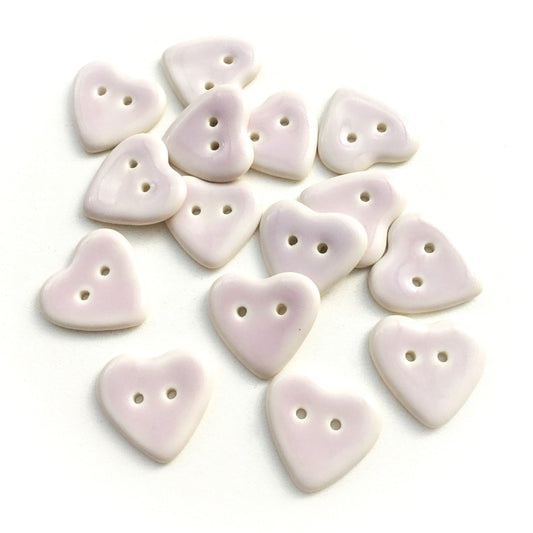 The Softest Purple Porcelain Heart Buttons - 13/16"