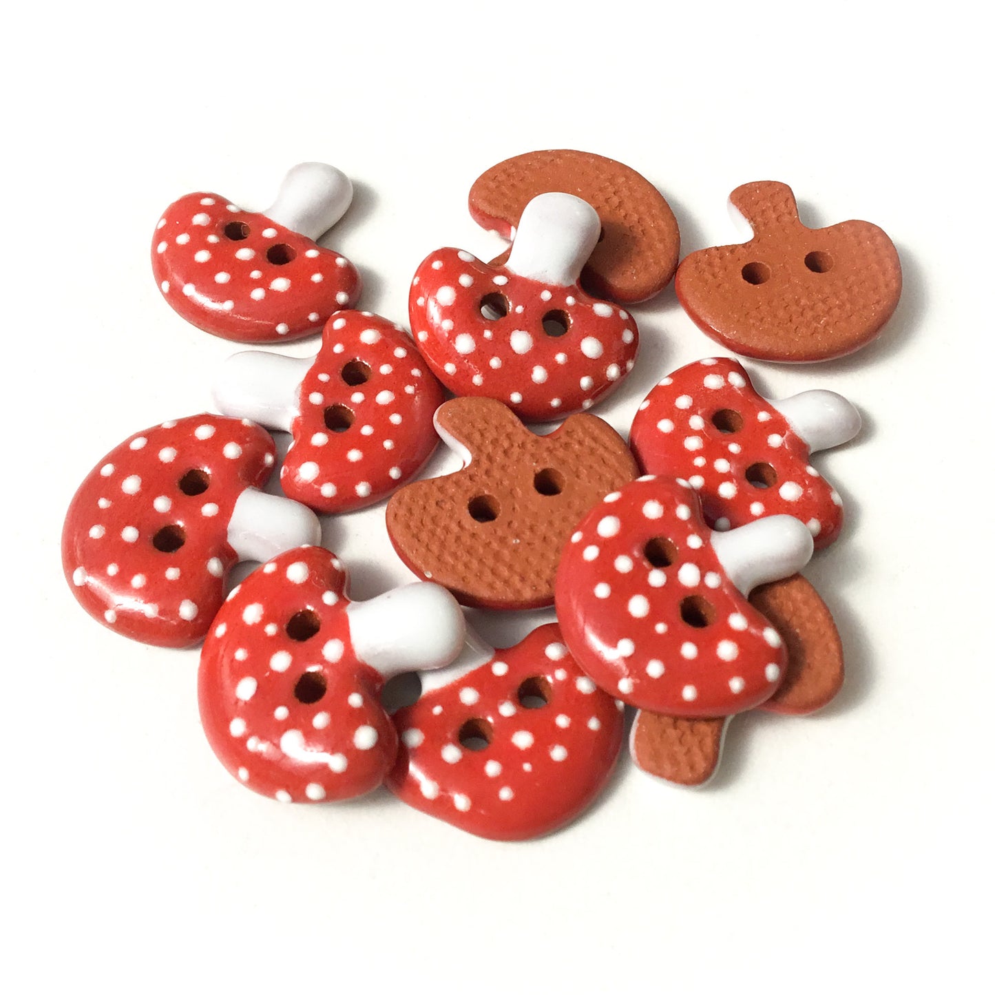 Red Mushroom Ceramic Button  3/4”