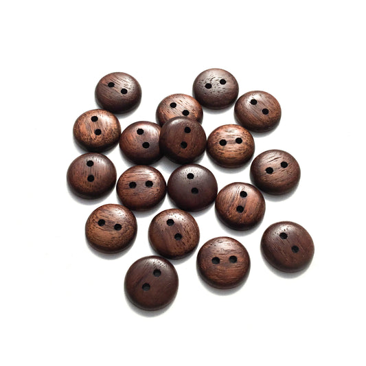 Polished Black Walnut Wood Buttons - 5/8”