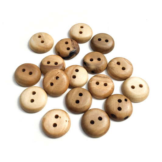 Polished Poplar Wood Buttons - 7/8”