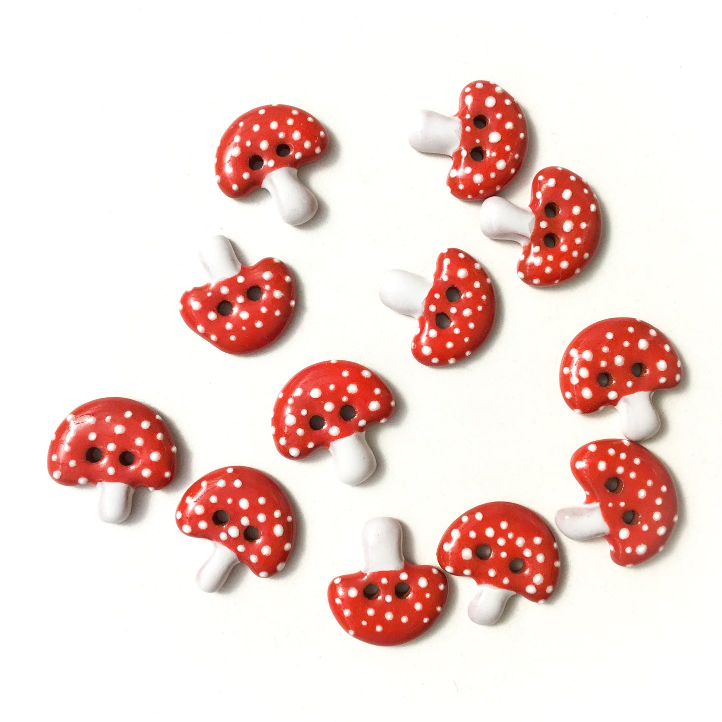 Red Mushroom Ceramic Button  3/4”