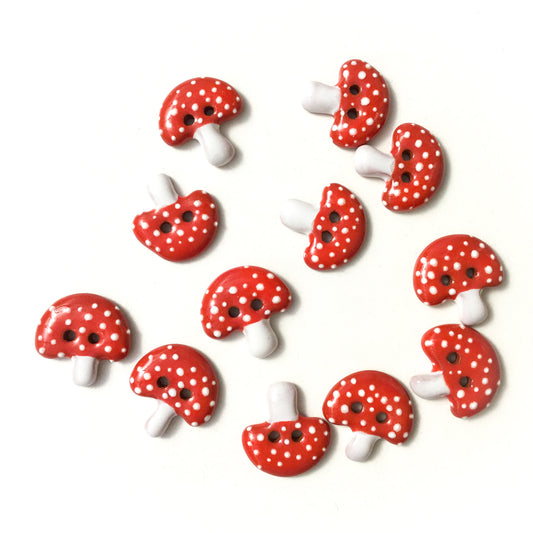 Red Mushroom Ceramic Button  3/4”