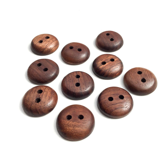 Polished Black Walnut Wood Buttons - 7/8”