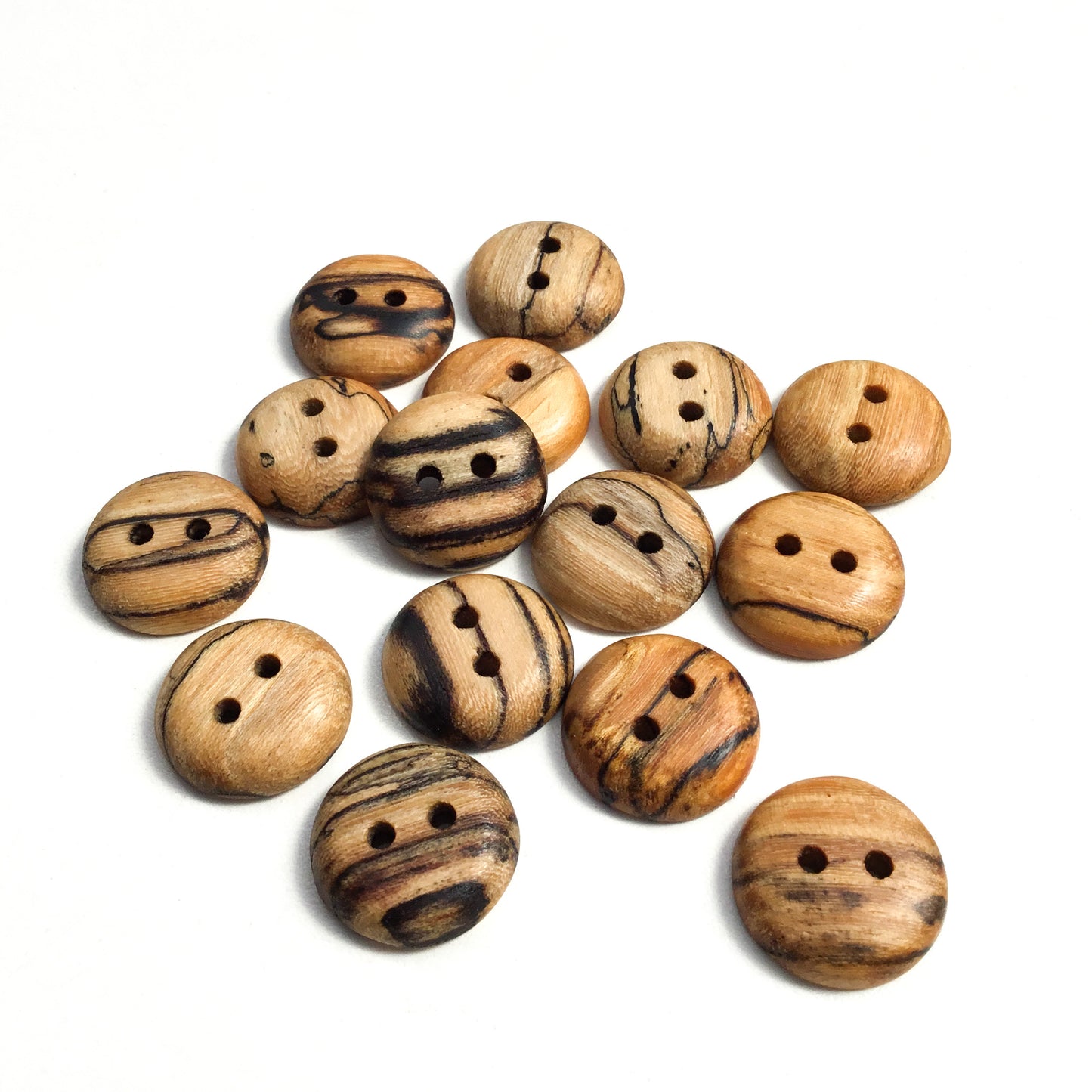 Polished Spalted American Elm Wood Buttons - 7/8”