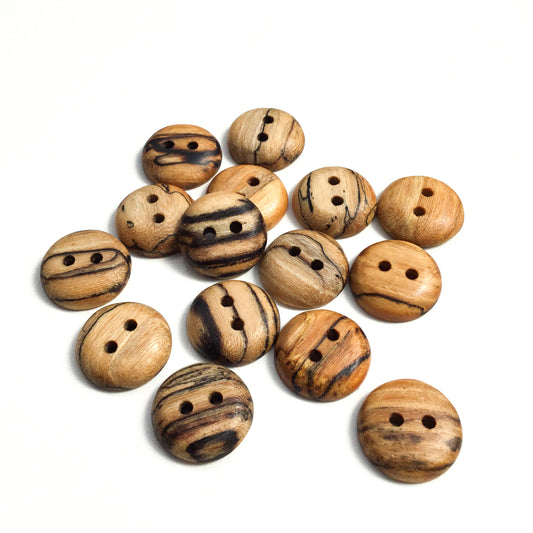Polished Spalted American Elm Wood Buttons - 7/8”