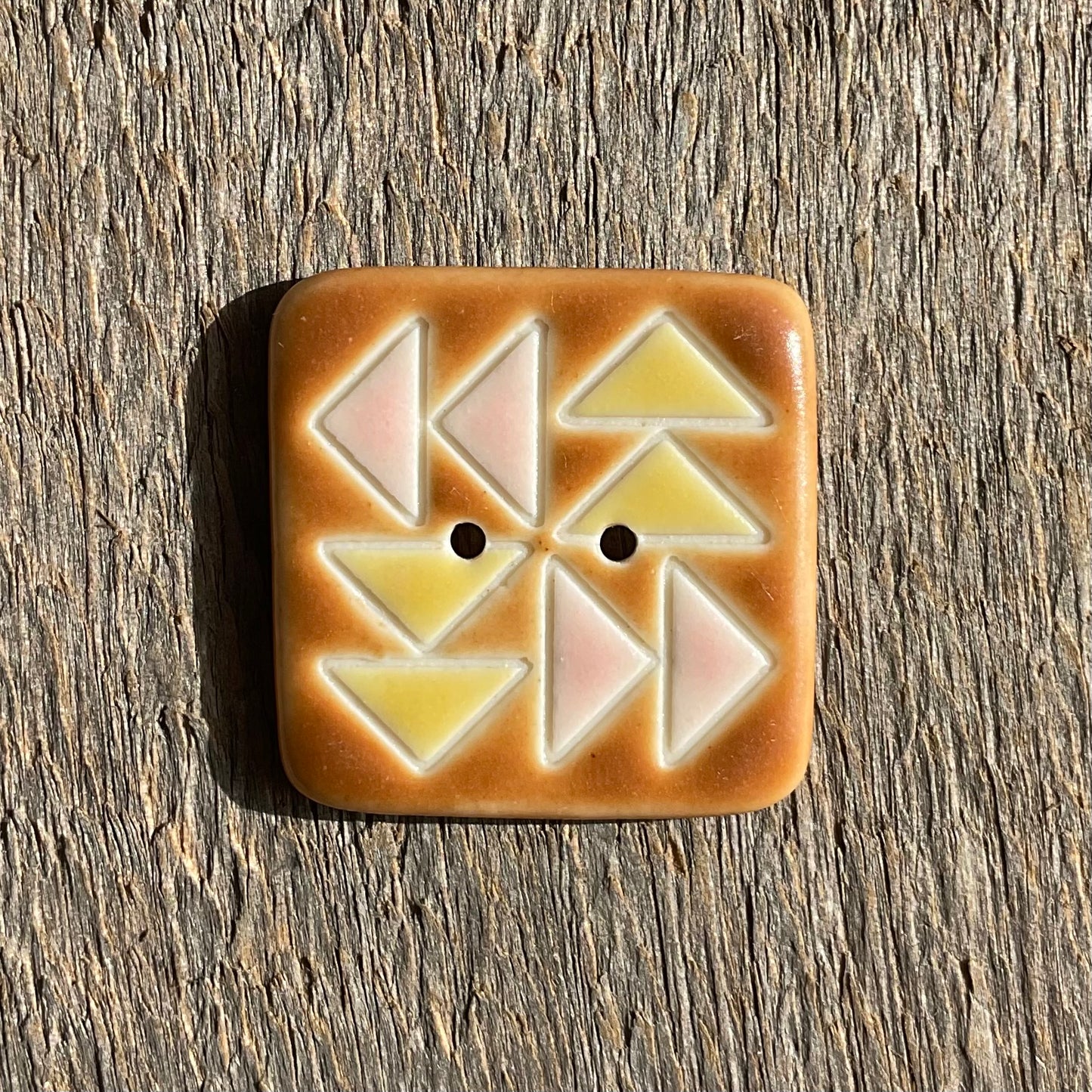 Porcelain Flying Geese Quilt Button 1”