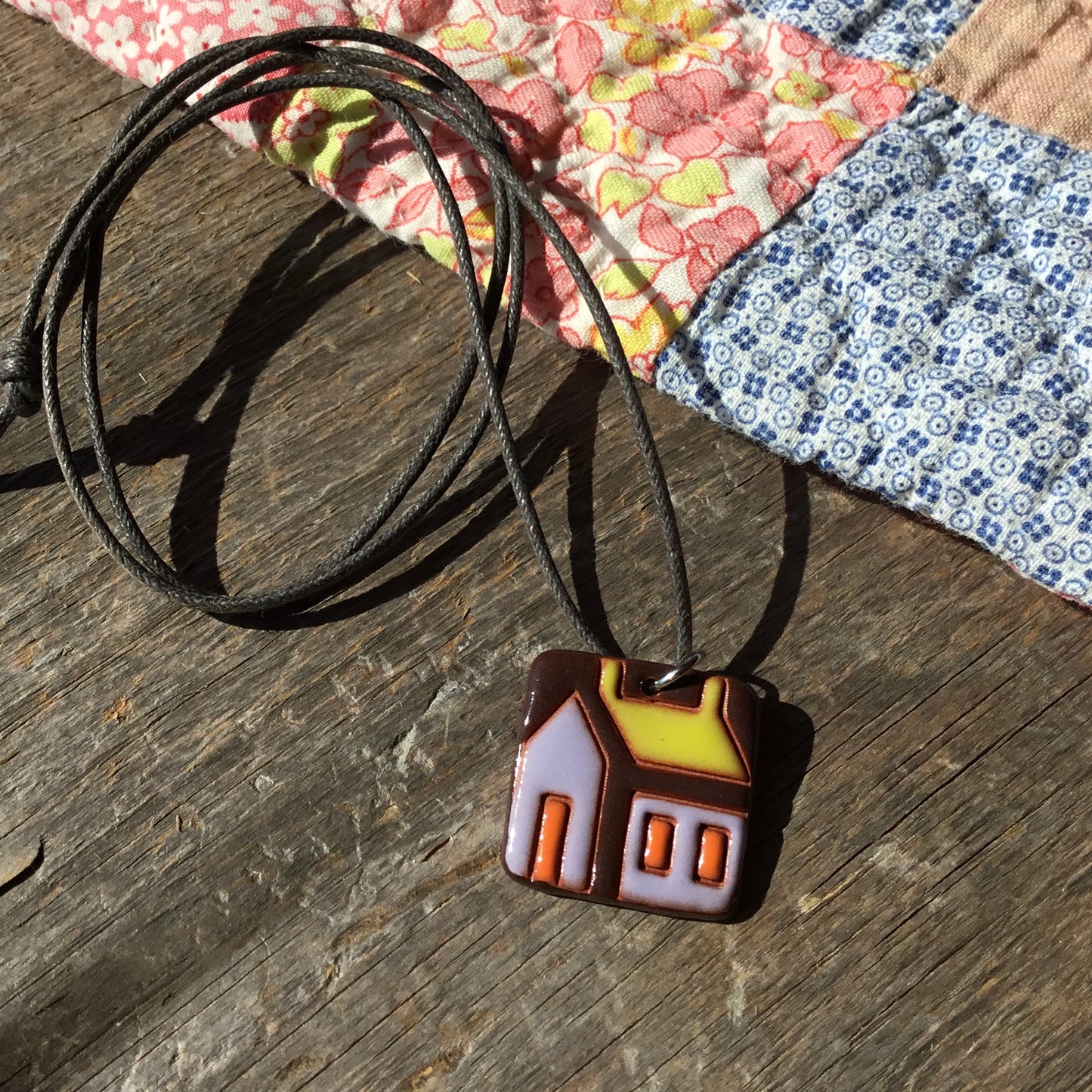 House Quilt Necklace