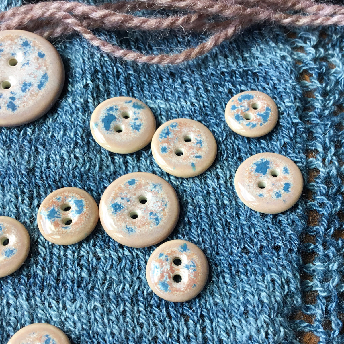 Purple Dusk & Denim Porcelain Buttons