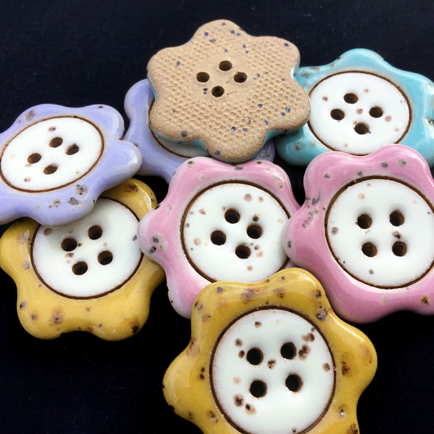 ‘Floral Darlings' Stoneware Button  1-1/8"