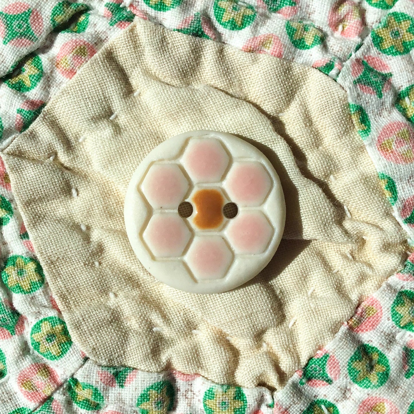 ‘Grandma’s Flower Garden’ Porcelain Button 3/4"