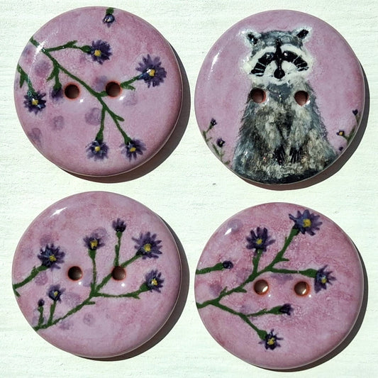 ‘Aster Patch Racoon’ 1-1/16” one-of-a-kind 4-pack