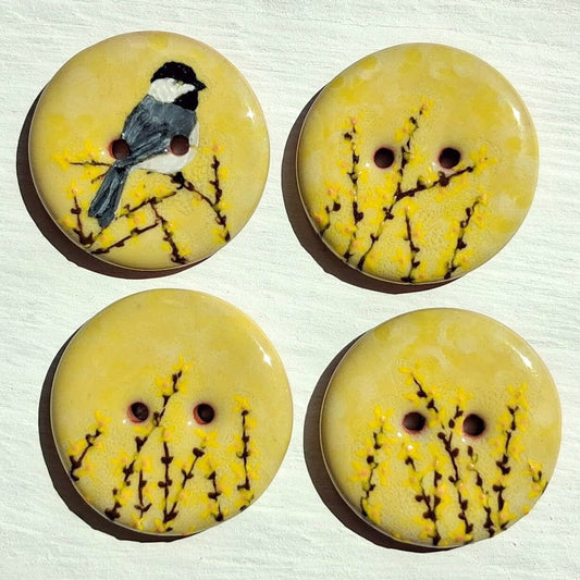 ‘Sunny Morning Chickadee’ 1-1/16” one-of-a-kind 4-pack