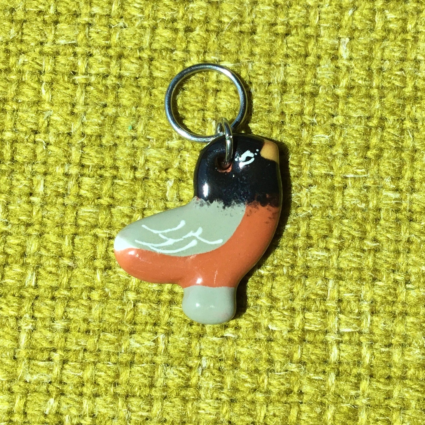 Ceramic Bird Stitch Marker  3/4" x 7/8"