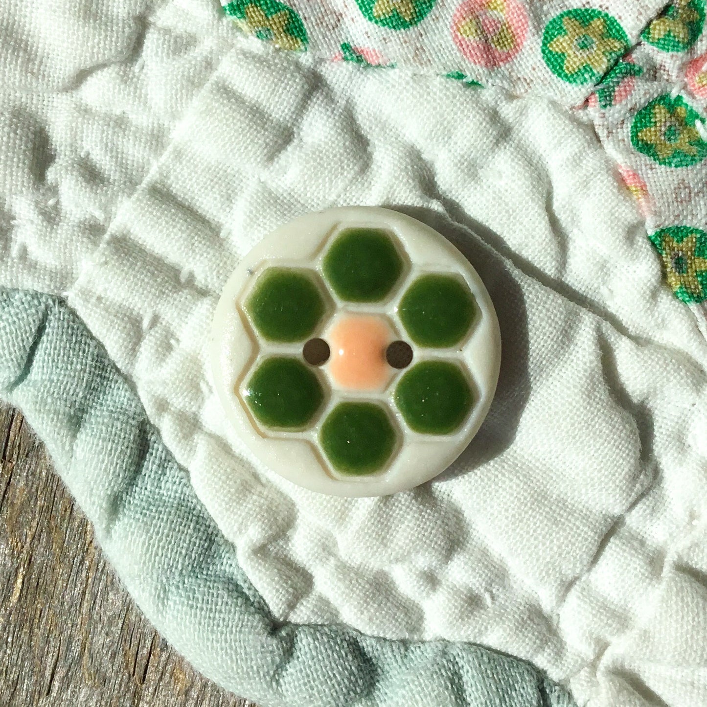 ‘Grandma’s Flower Garden’ Porcelain Button 3/4"