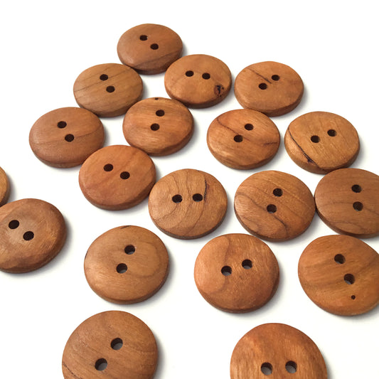 Textured Cherry Wood Button  1"