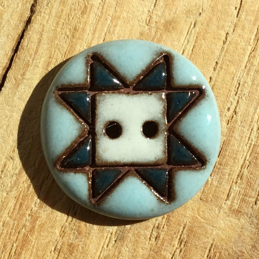 Sawtooth Quilt - Red Stoneware Button - two sizes