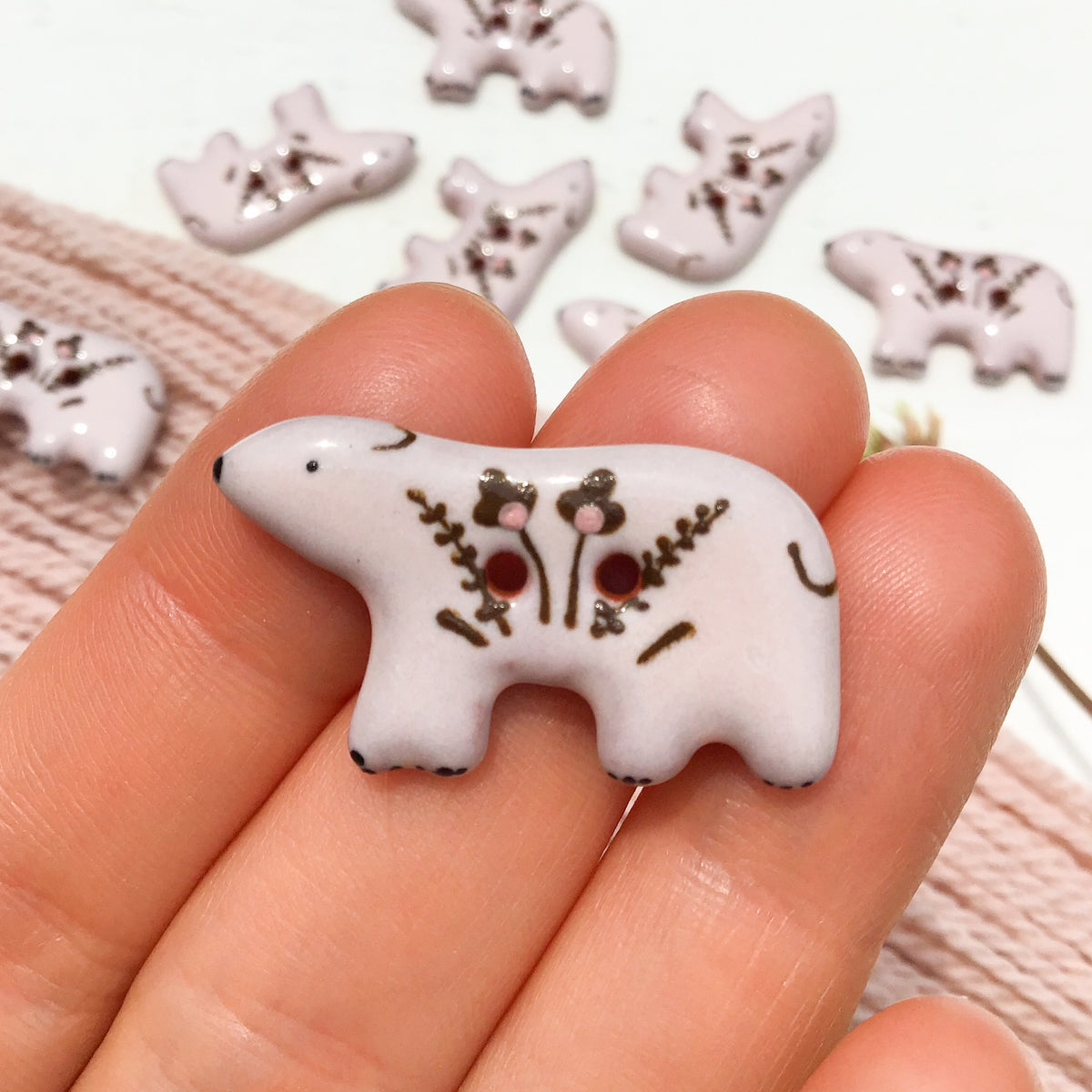 Folksy Bear Buttons  11/16" x 1-1/4”