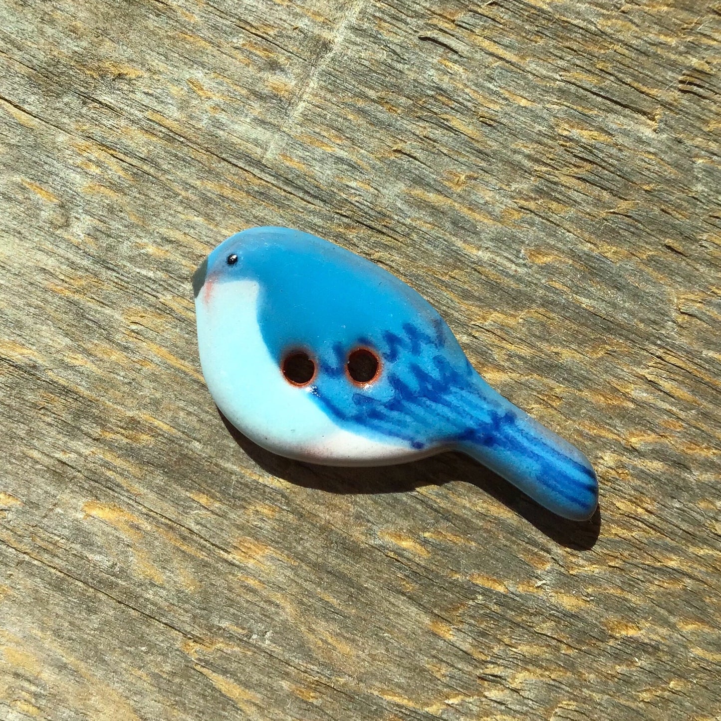 Ceramic Perching Songbird Button  1/2” x 1-1/8"