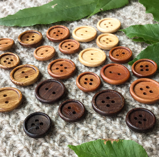 New Style! Bead Rim Wood Buttons