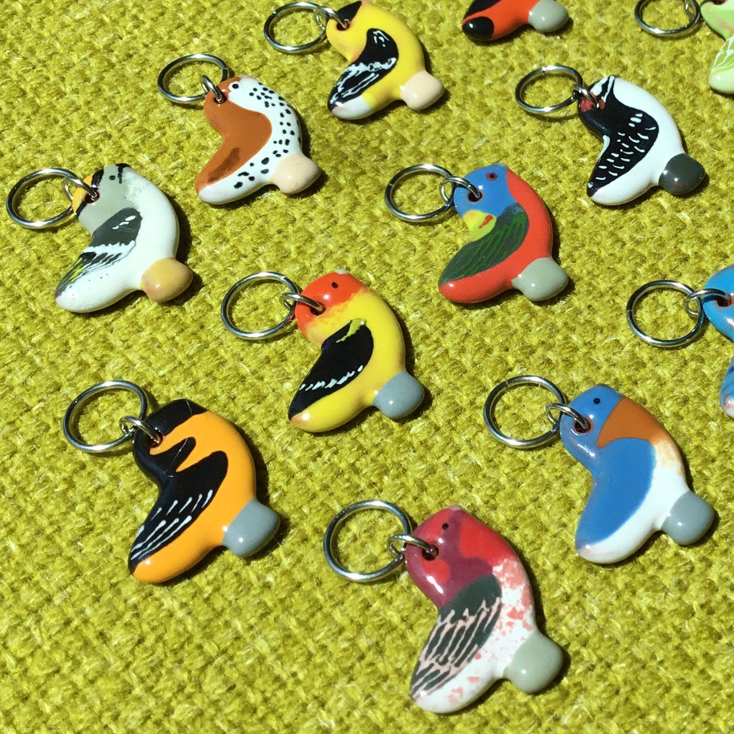 Ceramic Bird Stitch Marker  3/4" x 7/8"