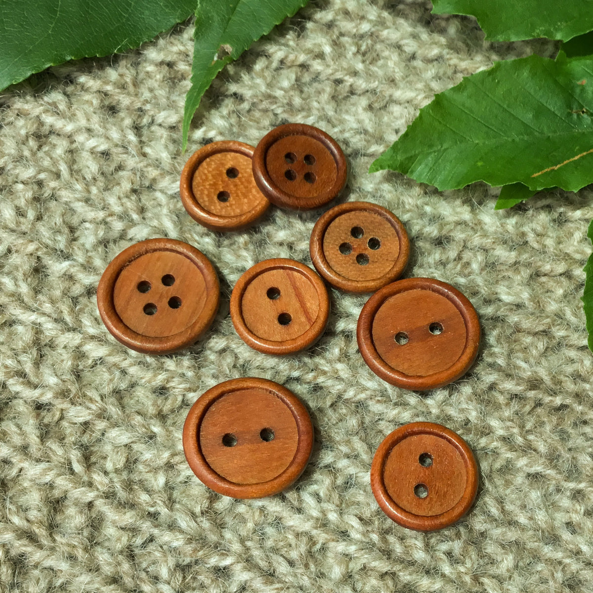 New Style! Bead Rim Wood Buttons