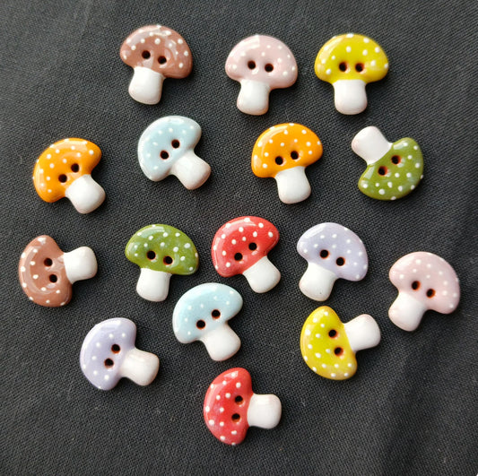 Colorful Mushroom Buttons  3/4”