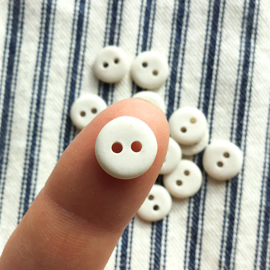 Raw White Porcelain Button  7/16"