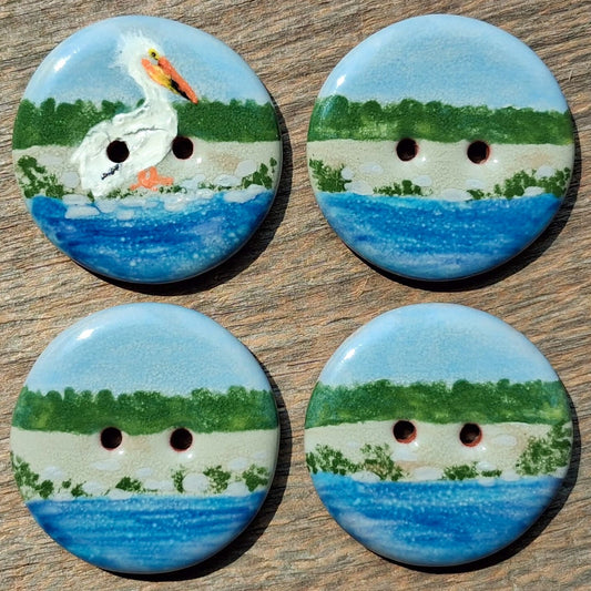 ‘Coastline Pelican’ 1-1/16” one-of-a-kind 4-pack