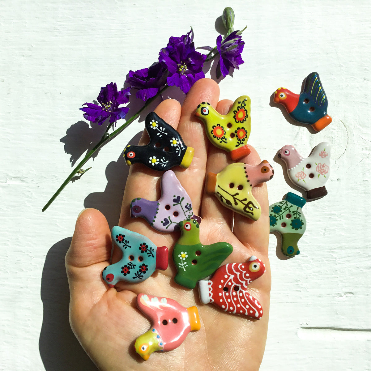 Sitting Pretty Hens Button Collection  1-1/4"