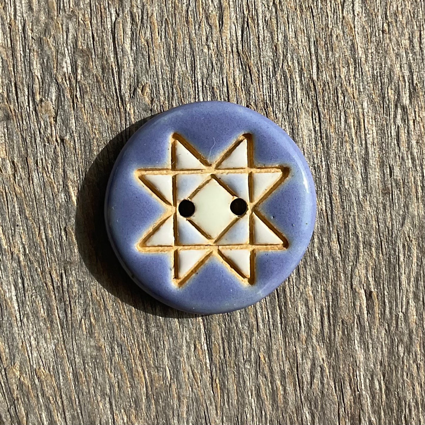 Ohio Star Quilt Block Stoneware Button 7/8"